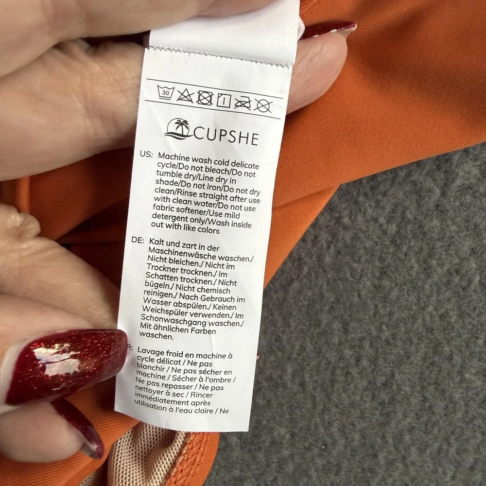 Cupshe Swimsuit Womens 3X Orange Mesh Panel One Piece Adjustable Strap NWT